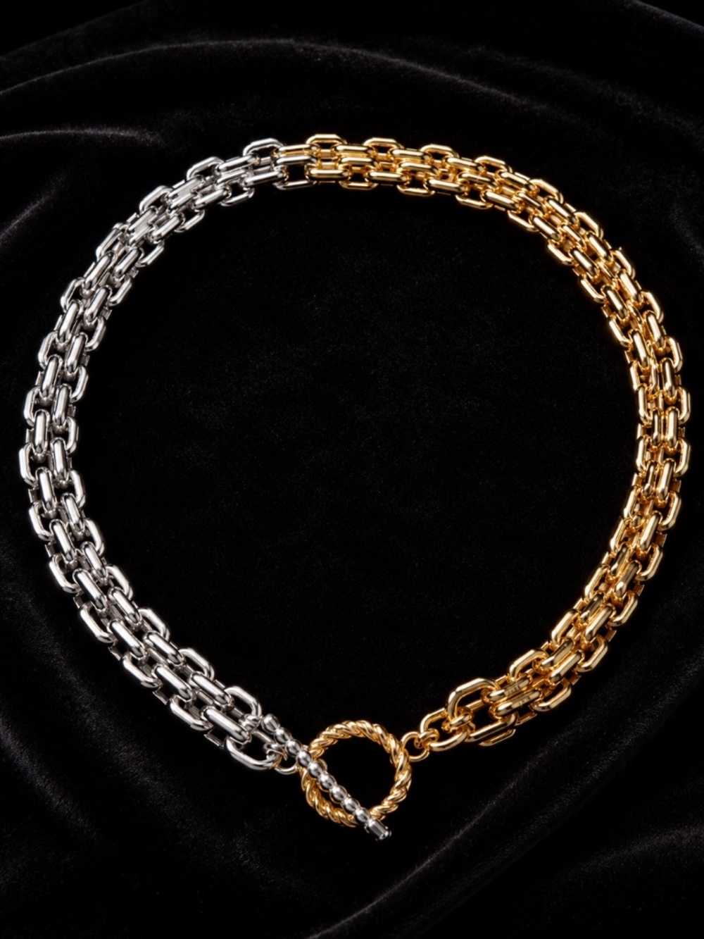Two-Tone Gold & Silver Toggle Chain Necklace